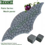 Red porphyry black basalt fan shape mesh paver