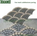 Red porphyry black basalt fan shape mesh paver