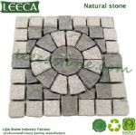 Garden parasol base cobblestone mat granite paving