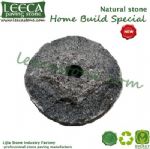 Outdoor parasol base roung edging stone black boulder