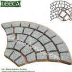 Bush hammered yellow granite fan-shaped paver