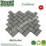 Multicolor porphyry fishbone paver landscape stones