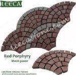 Red porphyry paving stone,stone by nature,mesh paver