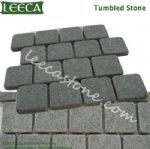 Light, dark gray granite interlocking paving stone