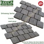 Light, dark gray granite interlocking paving stone