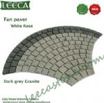 Dark grey granite porphyry white rose fan paver 