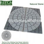 Yellow dark gray granite circle flagstone, Jidda paving