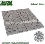 Yellow dark gray granite circle flagstone, Jidda paving