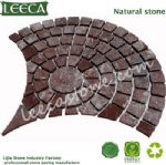 Red porphyry,stone paver,fan pattern cobbles Doha