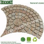 Yellow stone paver,granite cobbles,outdoor fan