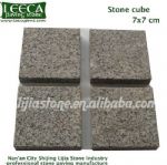 Bush hammered finish dark grey granite stone cube