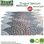 Flamed cobblestone pavers mesh back stone