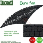 Black granite fan cobbles mesh stone, U.A.E paving