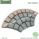 Fan cobble stone on mesh granite cube stone